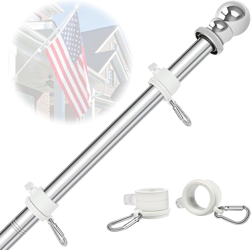 NQ 5FT Flag Pole for Outside House, Stainless Steel Flag Pole for Outdoor, House Flag Pole for Porch,Yard (Only Pole, Without Holder) - Image 1